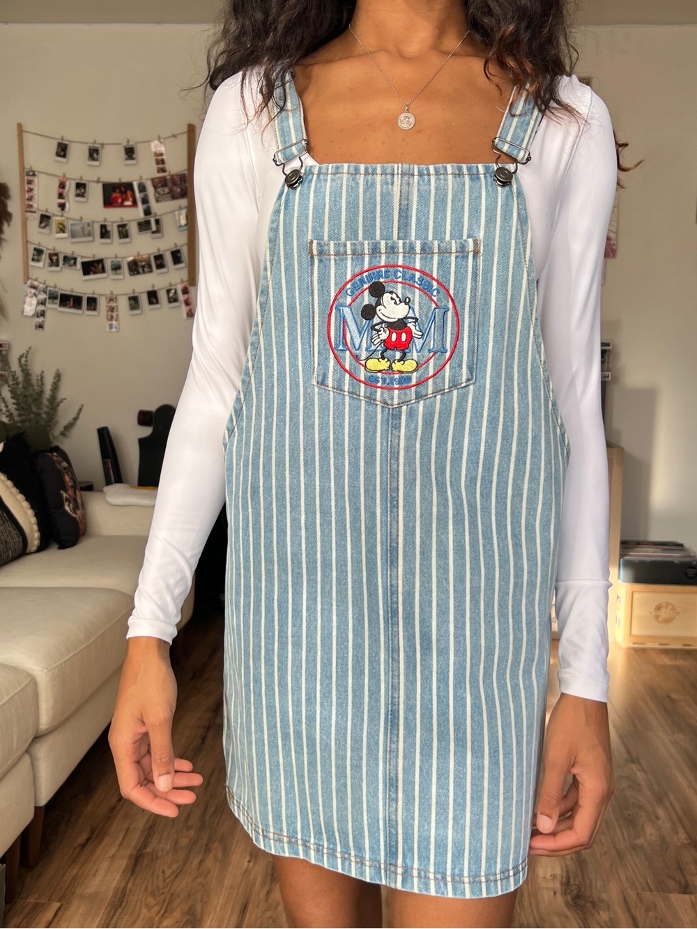 F21 x Disney Mickey Mouse Pinstripe Overall Dress - Picture 7 of 8